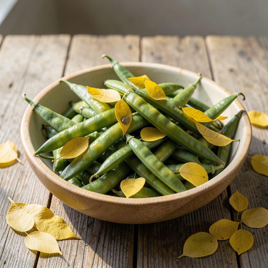 Yellow Leaves on Pole Beans: Causes and Organic Fixes example with annotations