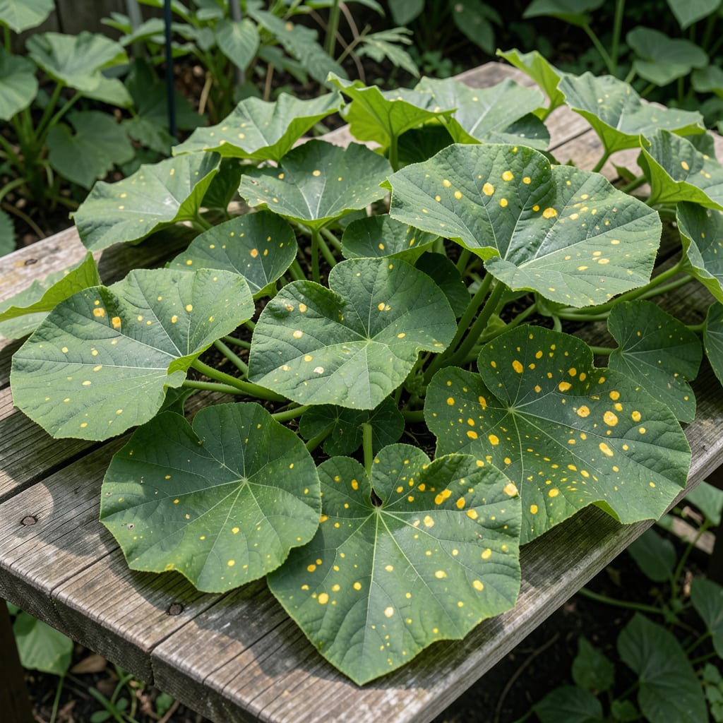 Visual representation of Yellow Spots on Squash Leaves: Prevention and Control Methods
