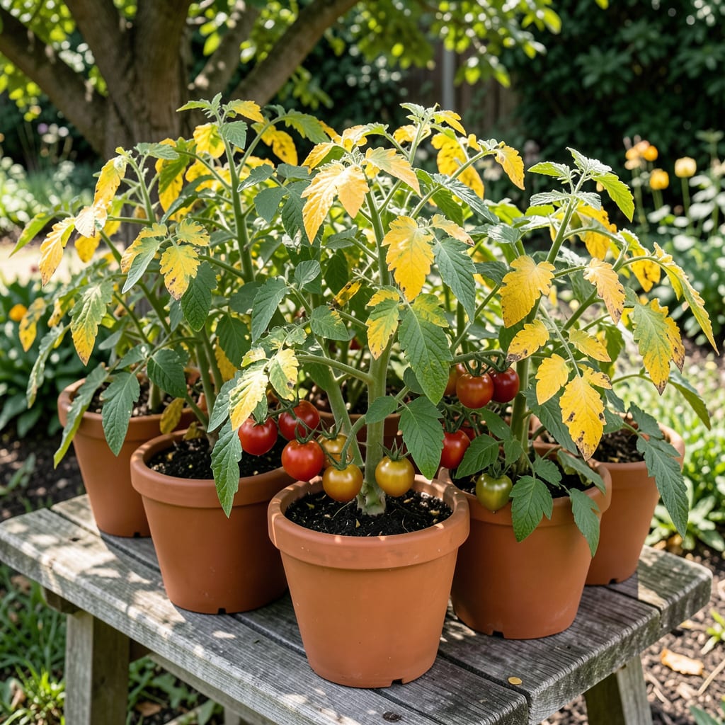 Yellowing Leaves On Tomato Plants In Pots: Nutrient Deficiency and Watering Fixes example with annotations