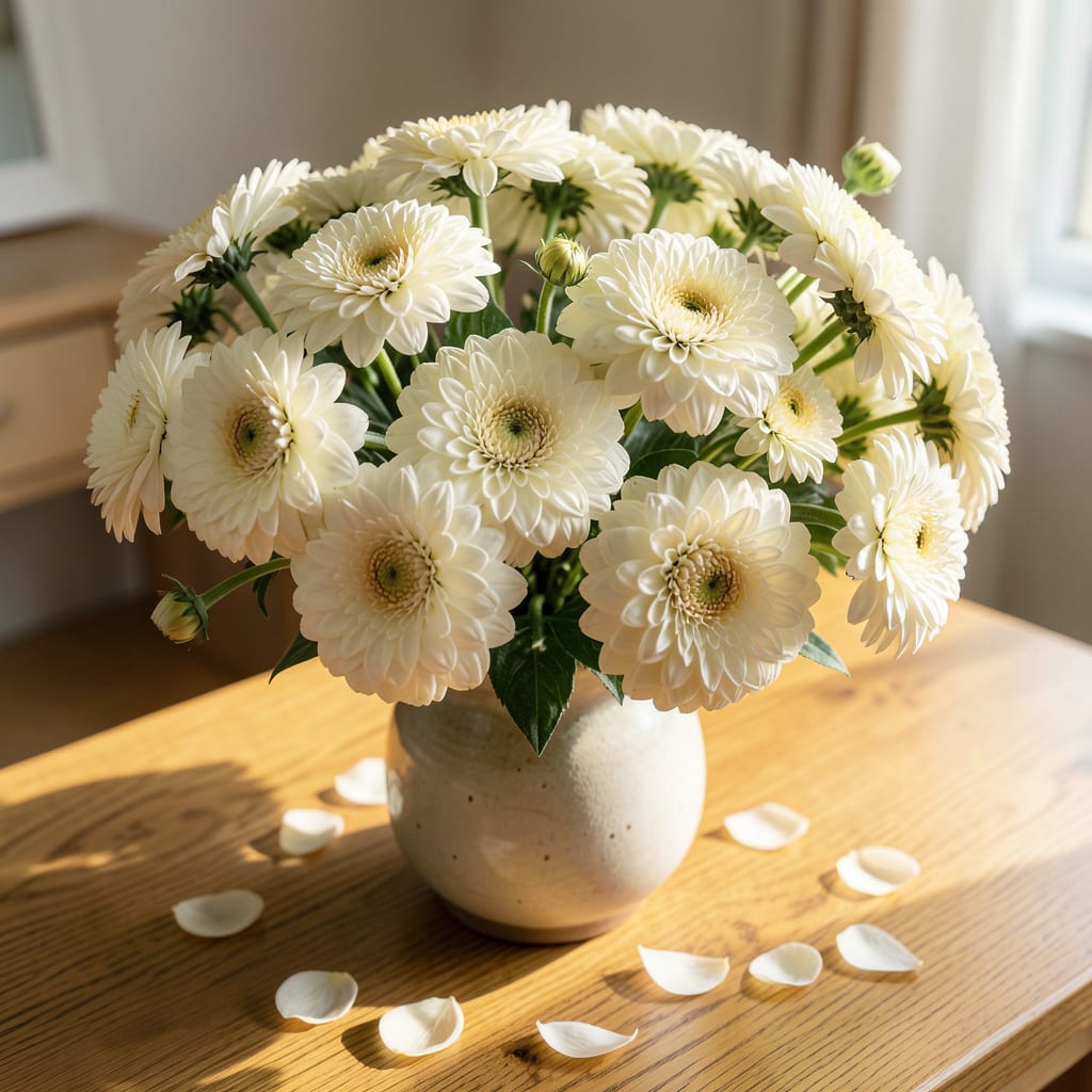 Complete zinnia profusion double white overview image