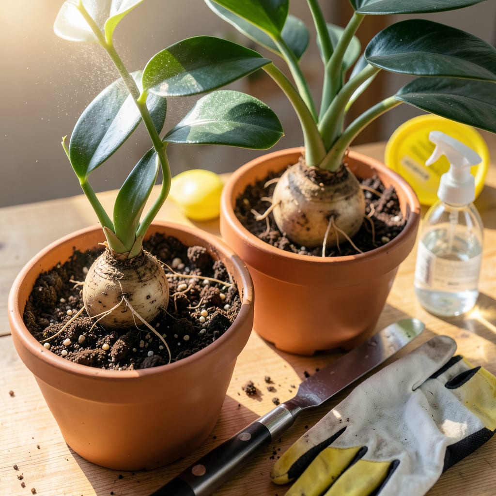 ZZ Plant Transplanting: Foolproof Steps for Thriving Growth illustration with key details
